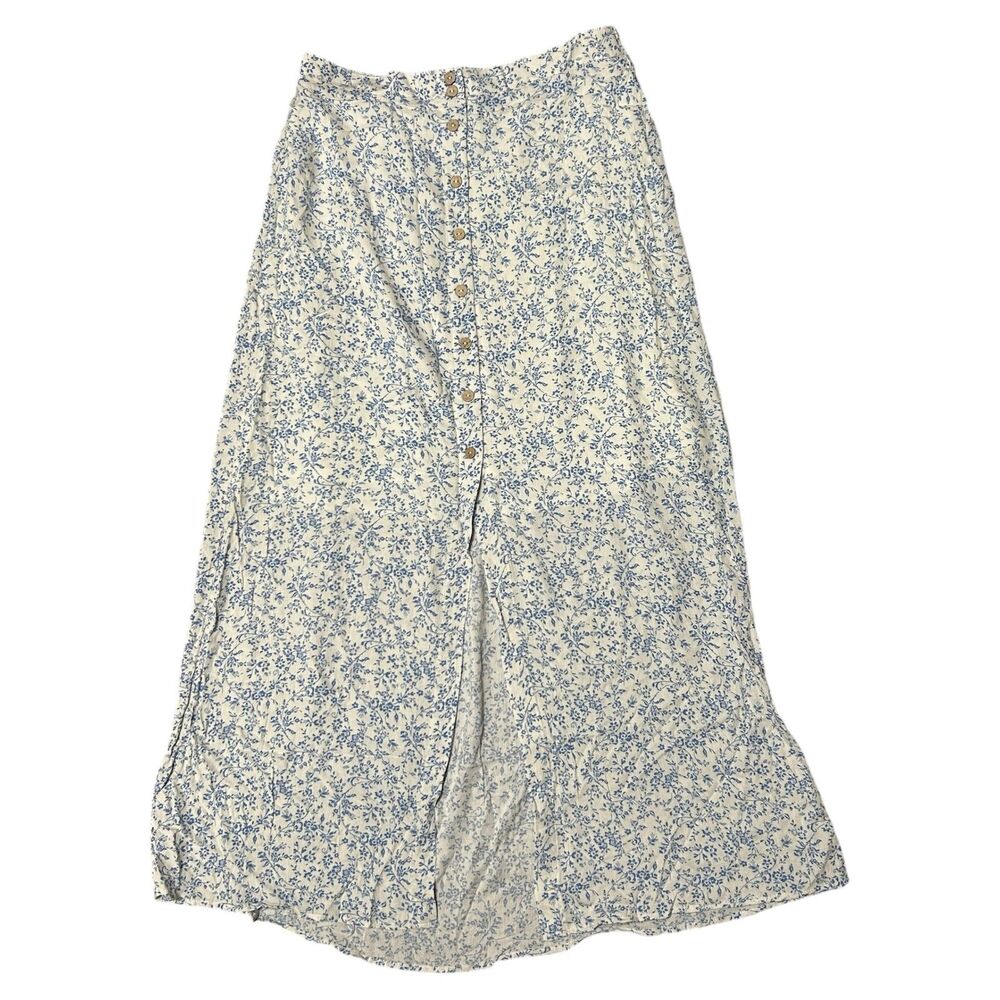 BEBOP, Women's High Rise, Blue & White Flora Midi Skirt, Large, NWOT